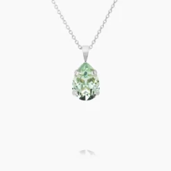 Mini Drop Necklace Rhodium/ Light Chrysolite
