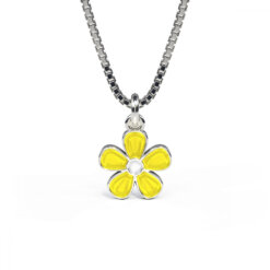 Pia & Per Halsband i silver - Gul blomma