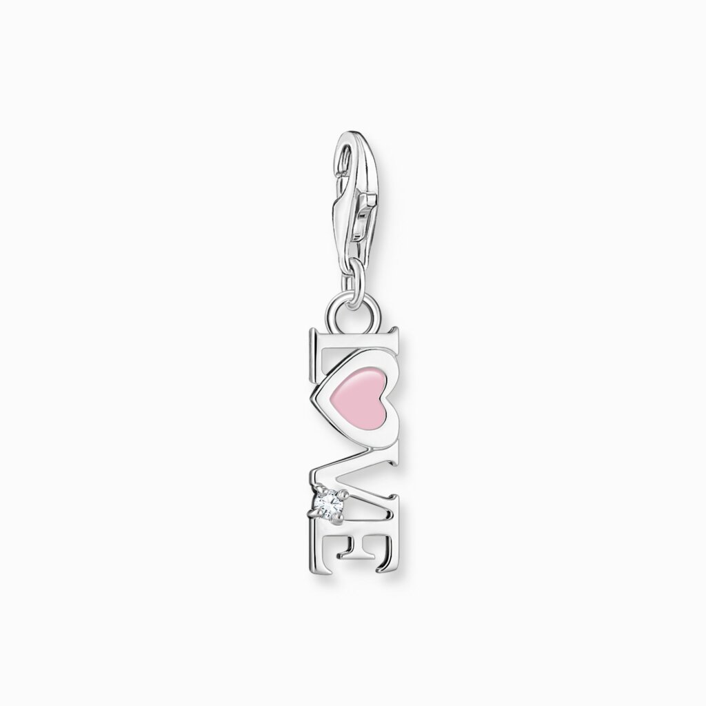 Charm-hängsmycke Love med rosa hjärta