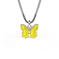 Pia & Per Halsband i silver - Gul fjäril