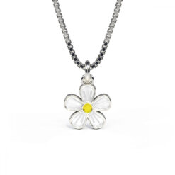 Pia & Per Halsband i silver - Vit blomma