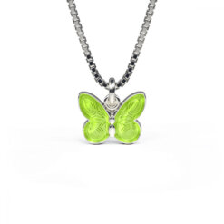 Pia & Per Halsband i silver - Grön fjäril