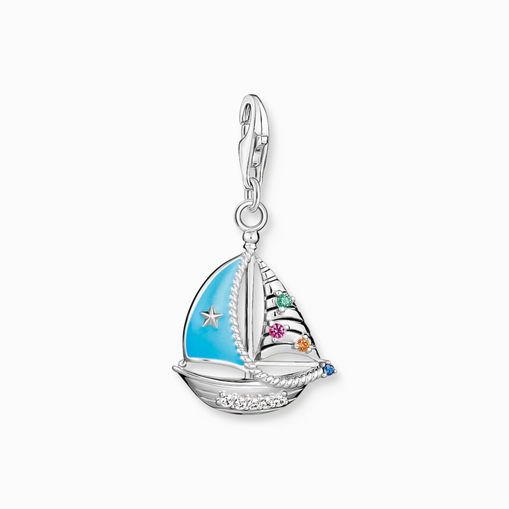 Charm-hängsmycke turkosa segelbåt silver