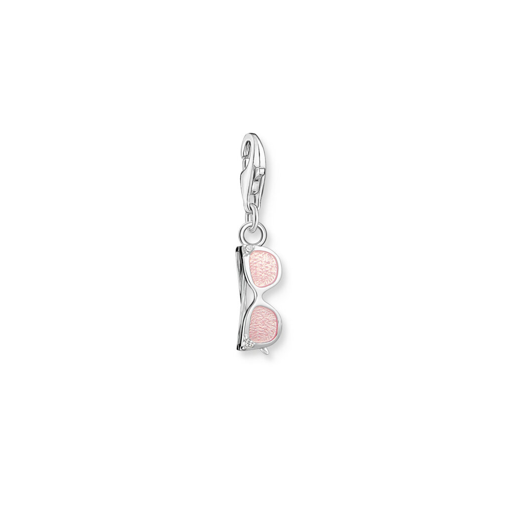 Charm-hängsmycke Rosa Solglasögon med vita stenar