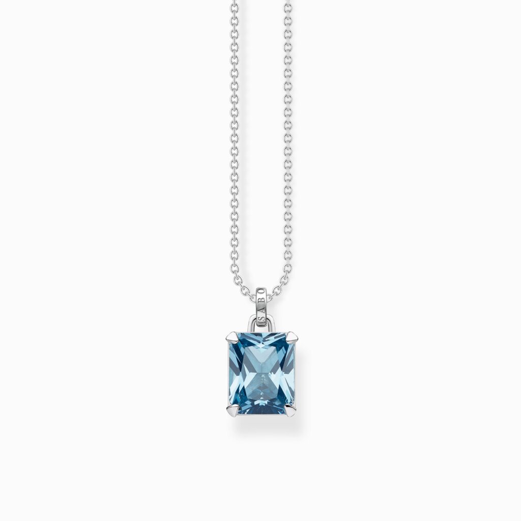 Halsband med akvamarinblå sten silver
