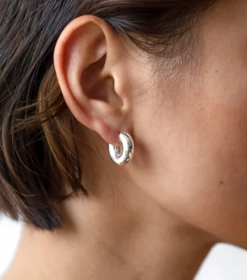 Syster P Bolded Little Sis Hoops Silver