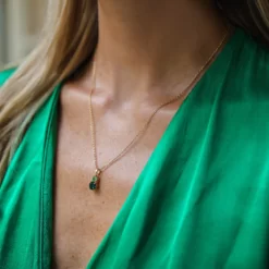 Leah Necklace / Green Combo Gold