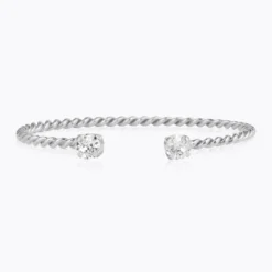 Mini Twisted Bracelet Rhodium /Crystal