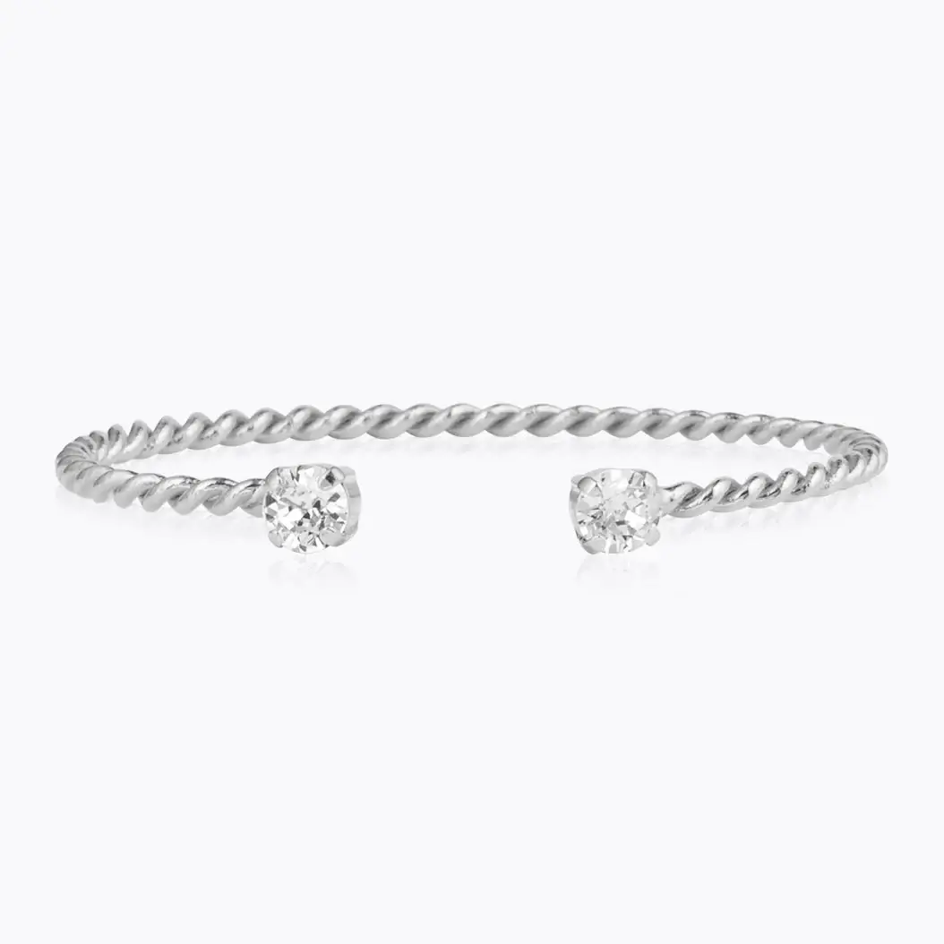 Mini Twisted Bracelet Rhodium /Crystal