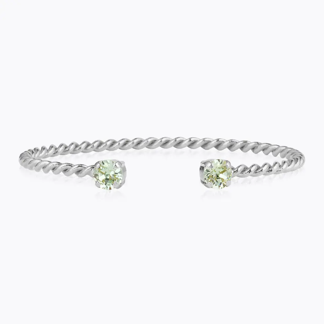 Mini Twisted Bracelet Rhodium / Chrysolite