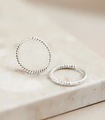 Syster P Beloved Twisted Medium Hoops Silver