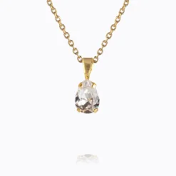 Petite Drop Necklace Gold Crystal