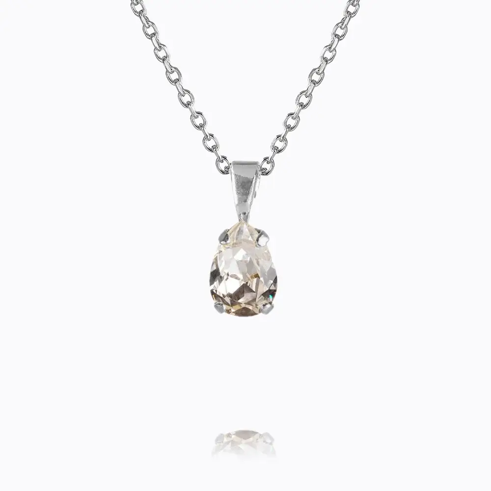 Petite Drop Necklace Rhodium Crystal
