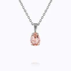 Petite Drop Necklace Rhodium Vintage Rose