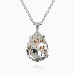 Classic Drop Necklace Rhodium Crystal