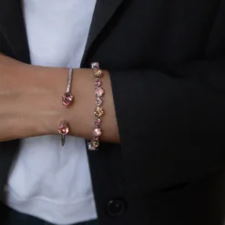 Calanthe Bracelet Rhodium / Flamingo Combo