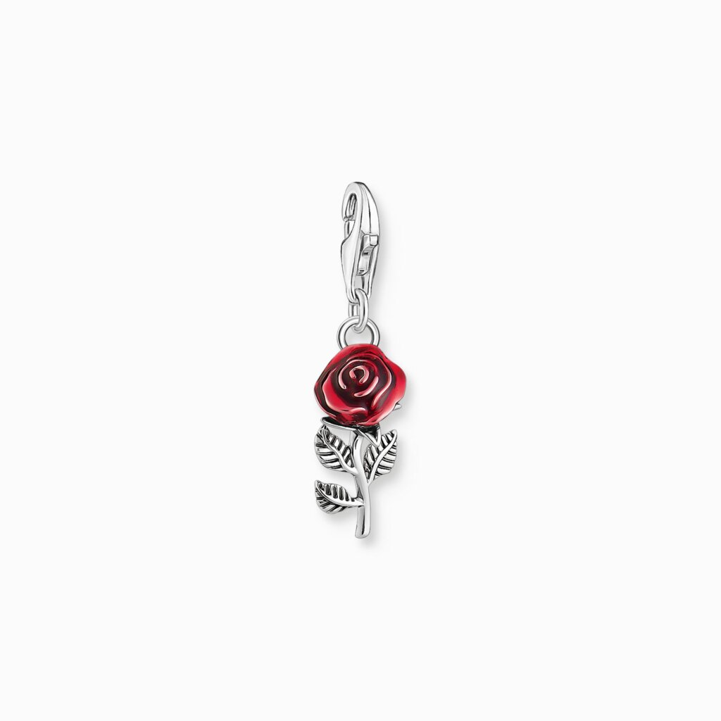 Thomas Sabo Charm-hängsmycke röd ros, silver