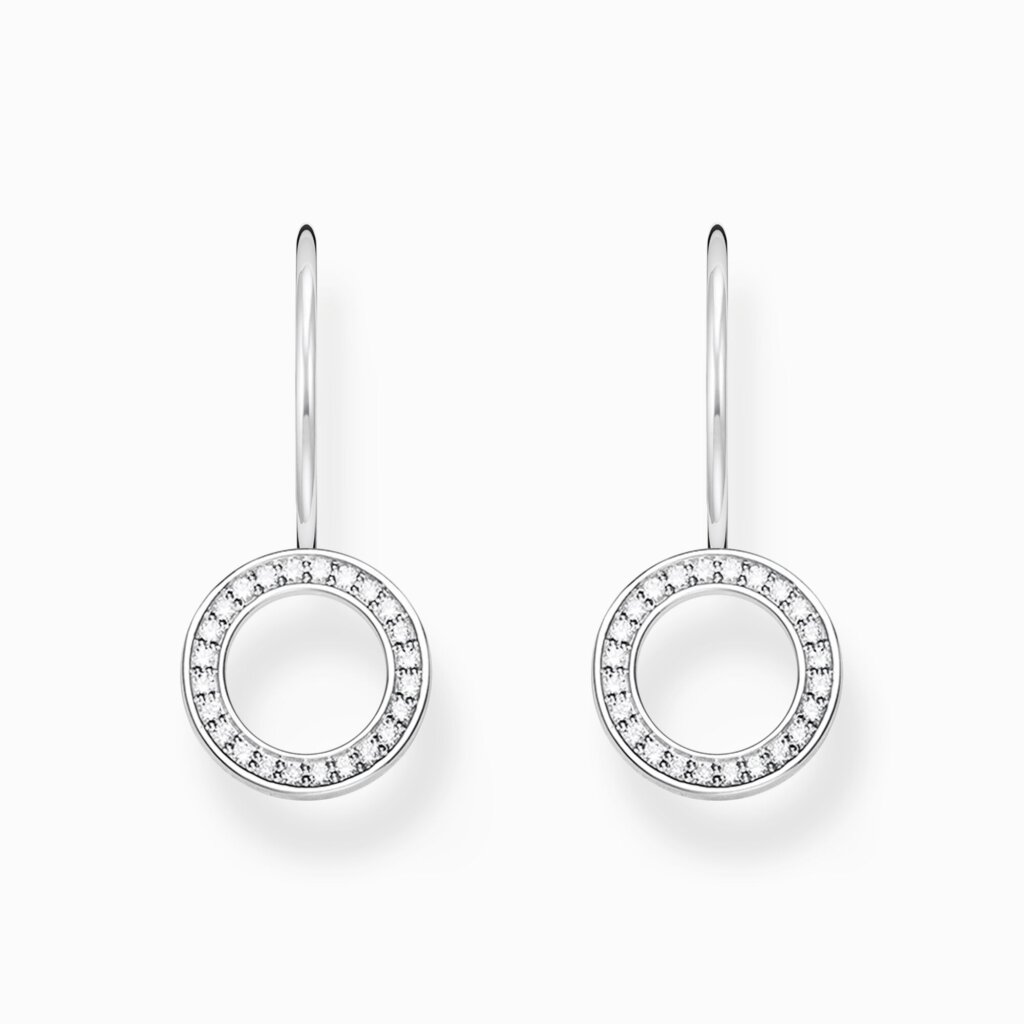 Thomas Sabo Cirkelformade örhängen med vita stenar