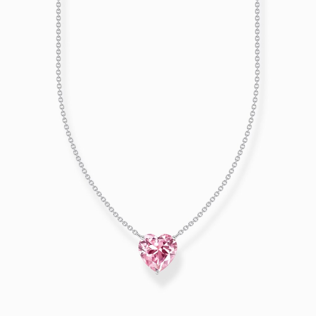 Thomas Sabo Halsband med rosa hjärtformat hängsmycke, silver