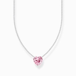 Thomas Sabo Halsband med rosa hjärtformat hängsmycke, silver