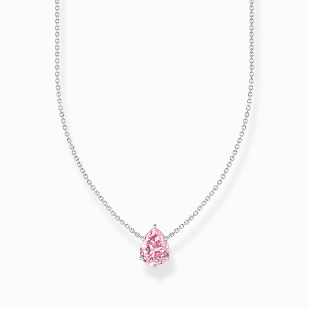 Thomas Sabo Halsband med rosa droppformat hängsmycke