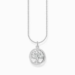 Thomas Sabo Halsband med tree of love-hänge och vita stenar, silver