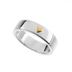 Silverring med Guldhjärta 6mm