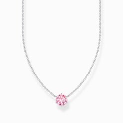 Thomas Sabo Halsband med rosa zirkonia-hängsmycke, silver