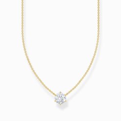 Thomas Sabo Halsband med vitt zirkonia-hängsmycke, guldpläterat
