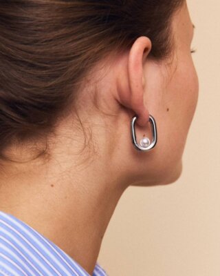 Edblad Modernist Pearl Hoops L Steel