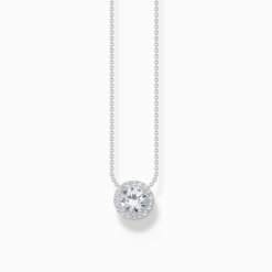 Silverhalsband med halo med vita zirkoner