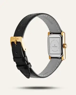Mockberg Timeless Black Leather Gold Watch