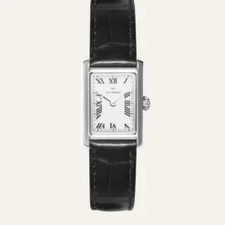 Mockberg Timeless Black Leather Silver Watch