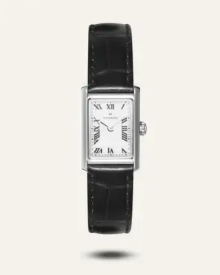 Mockberg Timeless Black Leather Silver Watch
