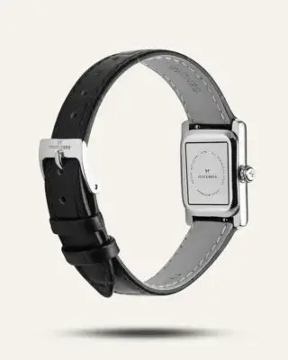 Mockberg Timeless Black Leather Silver Watch