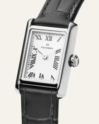 Mockberg Timeless Black Leather Silver Watch