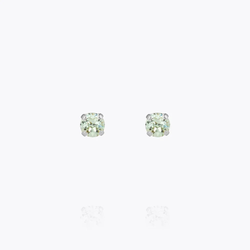 Mini Stud Earrings / Chrysolite Rhodium