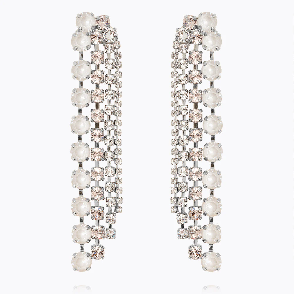 Camilia Earrings / Electric White Combo Rhodium