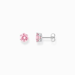 Silverörhängen med stor, rosa zirkonia