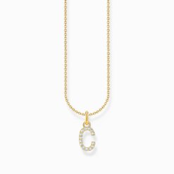 Halsband med bokstaven C, guldpläterat
