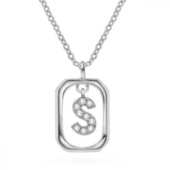 Personligt Halsband i Silver med Gnistrande Bokstaven S