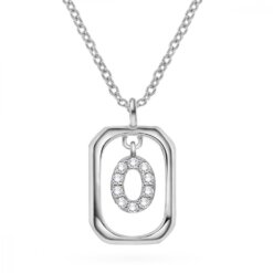 Personligt Halsband i Silver med Gnistrande Bokstaven O