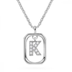 Personligt Halsband i Silver med Gnistrande Bokstaven K