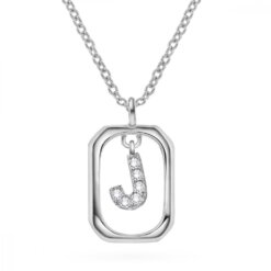 Personligt Halsband i Silver med Gnistrande Bokstaven J