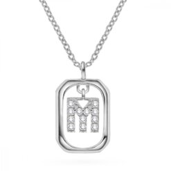 Personligt Halsband i Silver med Gnistrande Bokstaven M