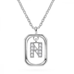 Personligt Halsband i Silver med Gnistrande Bokstaven N