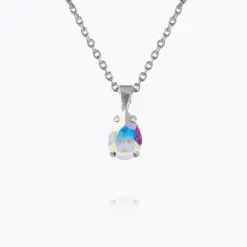 Petite Drop Necklace Rhodium / Aurore Boreale Ab