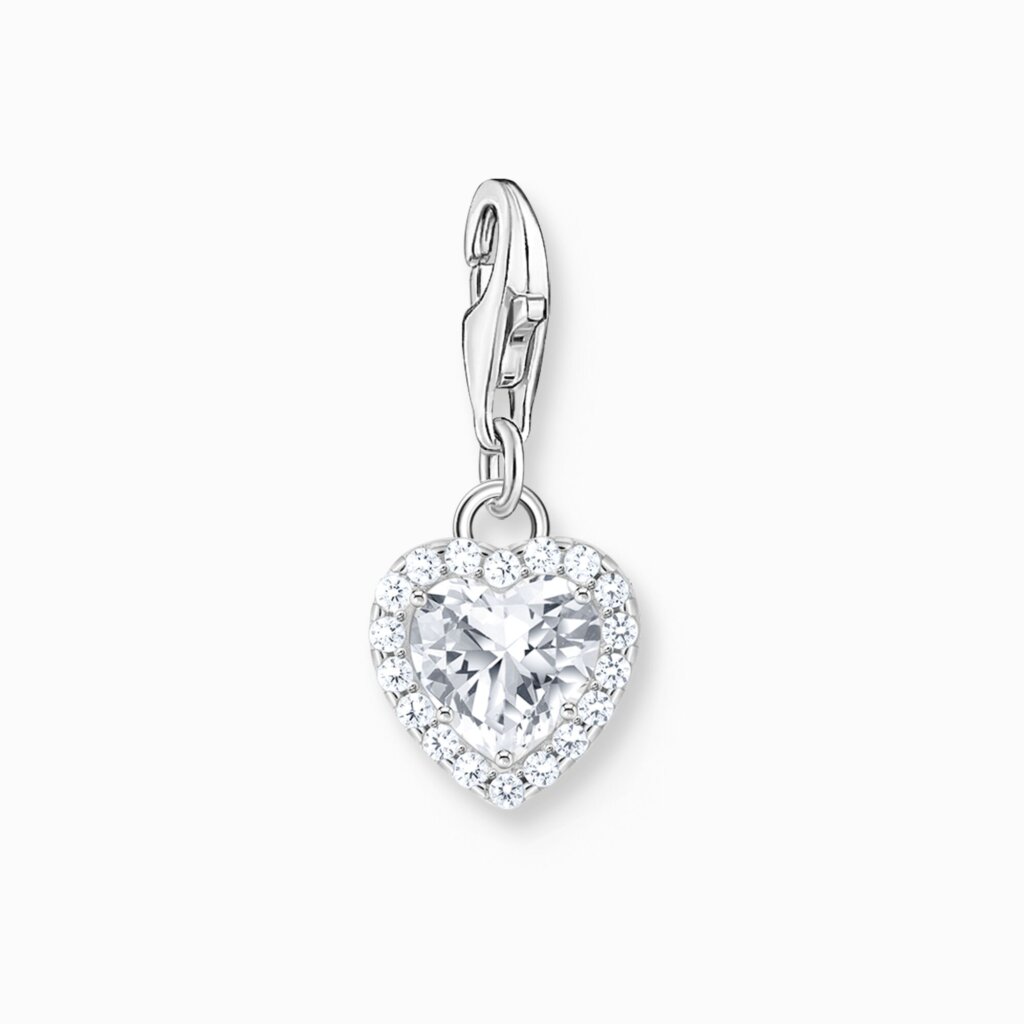 Charm-Hängsmycke hjärt Vit Silver