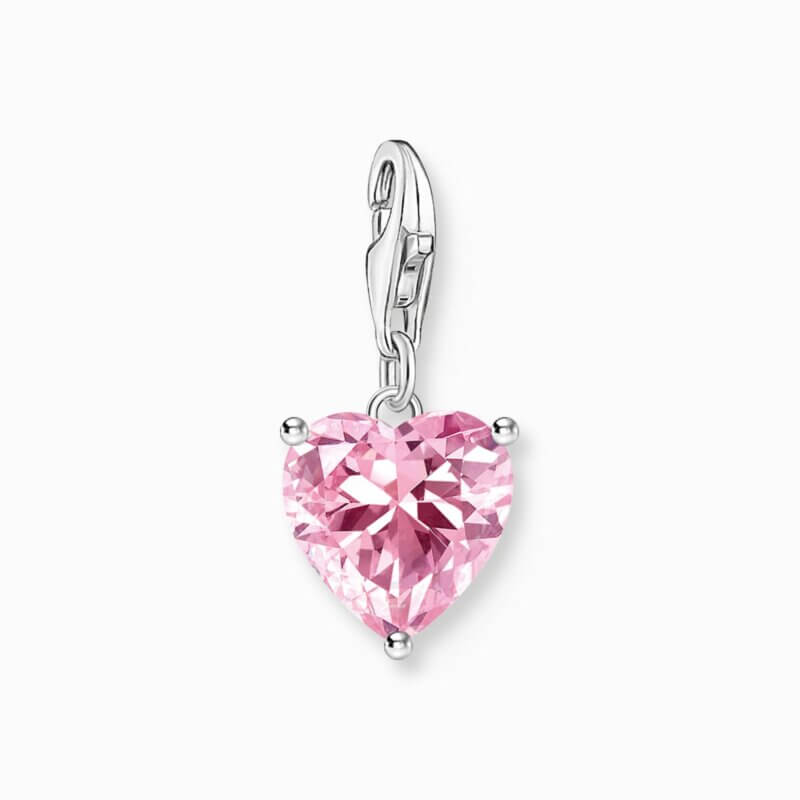Thomas Sabo Charm-Hängsmycke hjärt med rosa sten silver