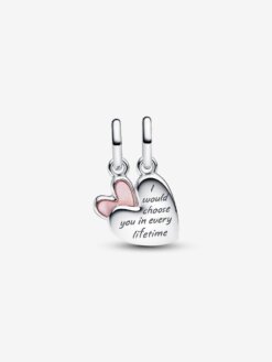 Pandora delbar hängberlock med hjärtan för mor och dotter